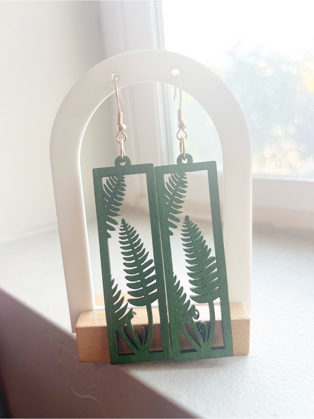 Green Fern Cutout Earrings